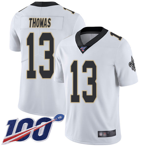 Men New Orleans Saints Limited White Michael Thomas Road Jersey NFL Football 13 100th Season Vapor Untouchable Jersey
